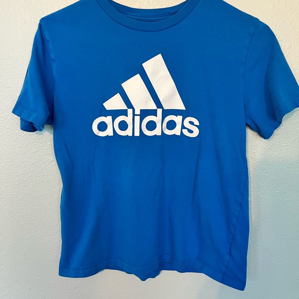 Adidas Blue Short Sleeve Tee with White Logo